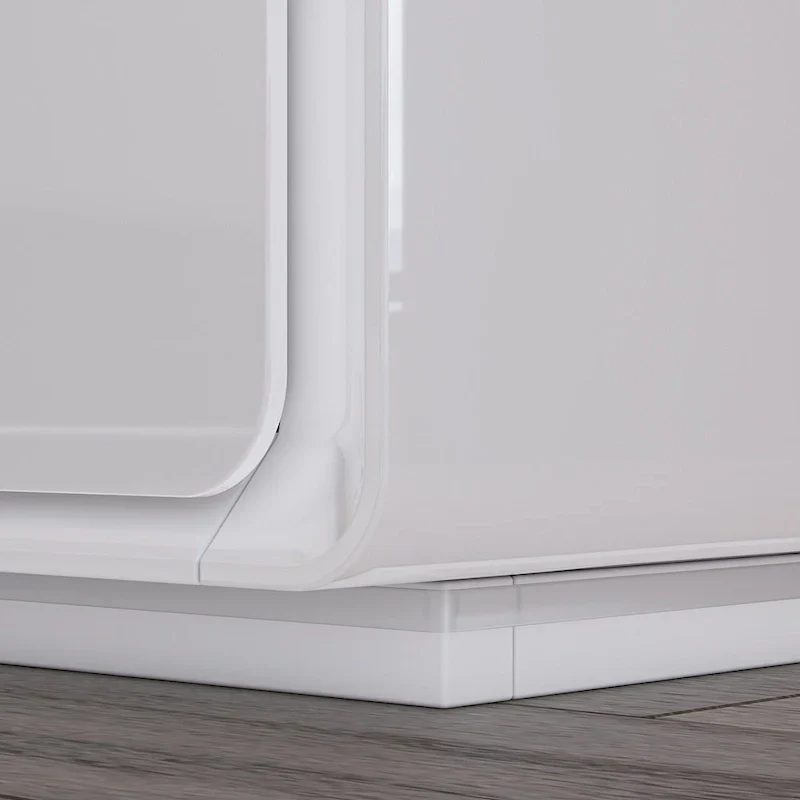 White High Gloss Nightstand with LED Lights - 2 Drawers