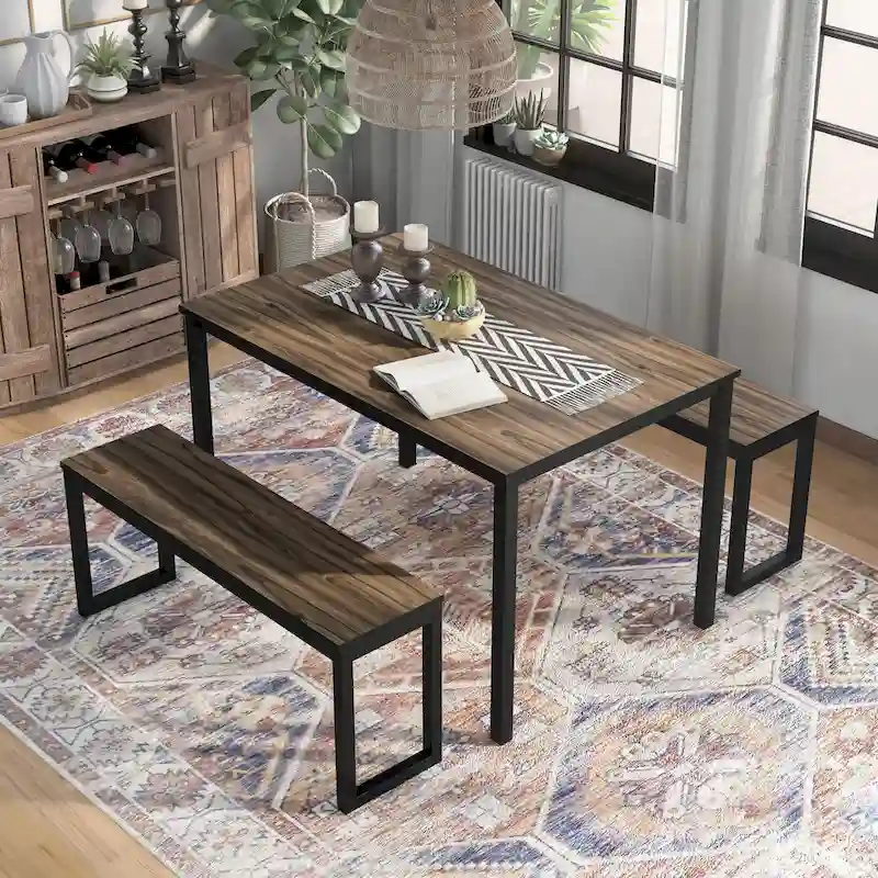 Rhese Transitional Metal 3-Piece Dining Table Sets by Furniture of America