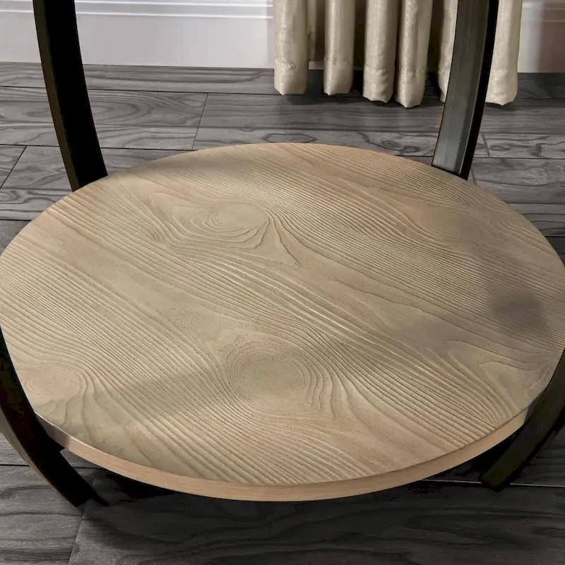 Oval Coffee Table, Industrial 2-Tier Elliptic Coffee Table