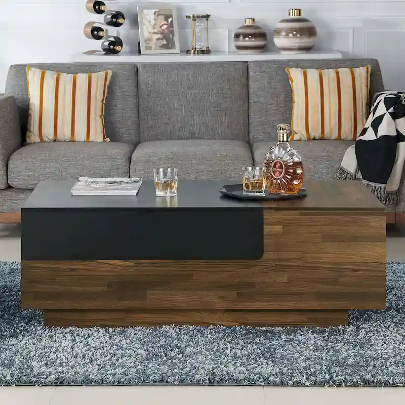 DH BASIC Transitional Brown 47-inch 1-shelf Coffee Table with Sliding Top by Denhour
