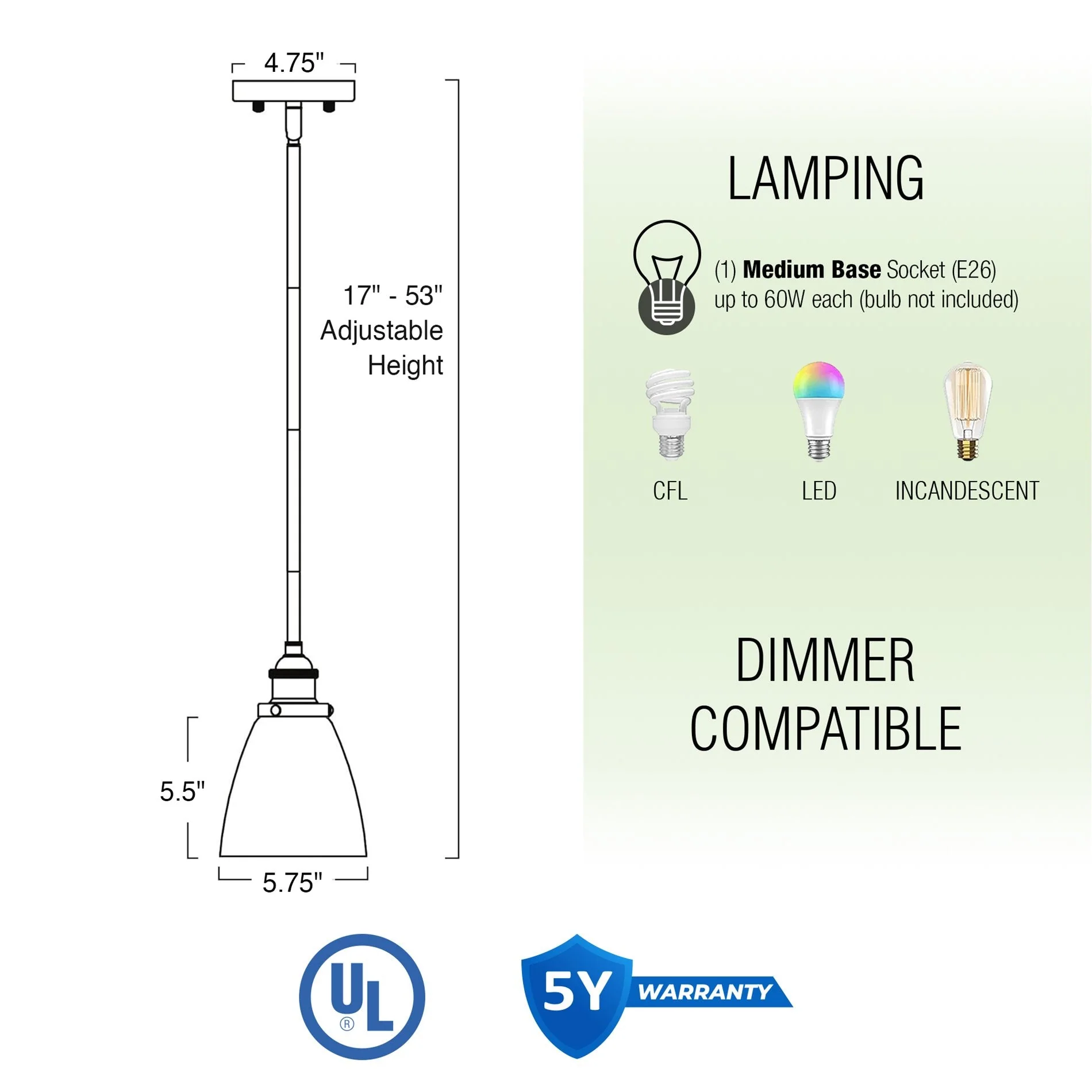 Porter 8 Vintage Industrial Pendant Light