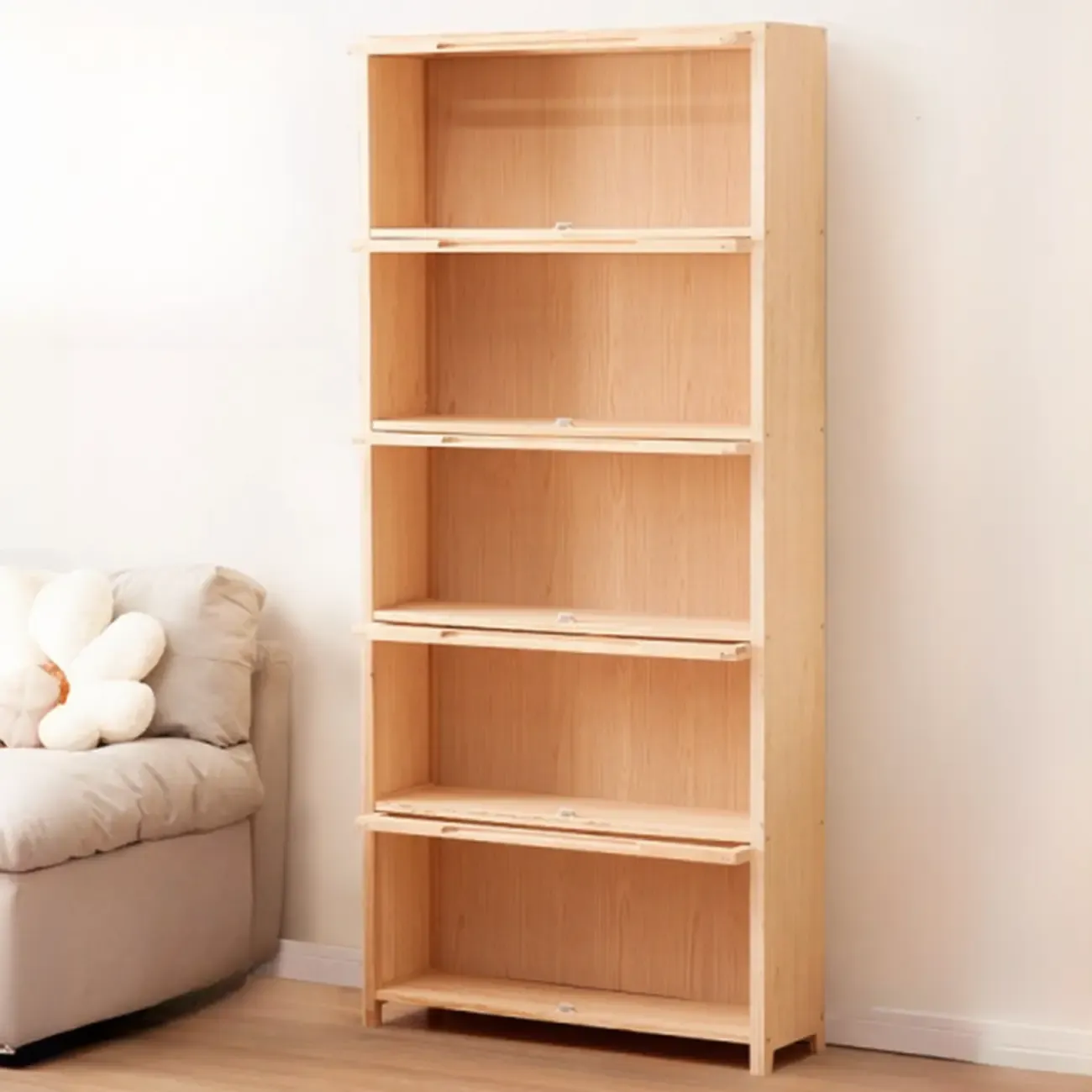 Solid Wood 5-Tier Display Open Shelving Unit Bookcase