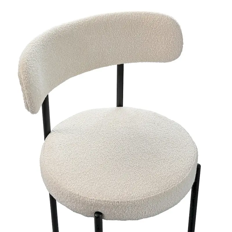 Boucle Dining Chairs,Mid-Century Modern Curved Backrest Chair,2 PCS