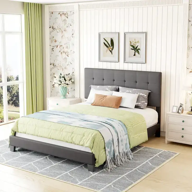 Upholstered Tufted Bed