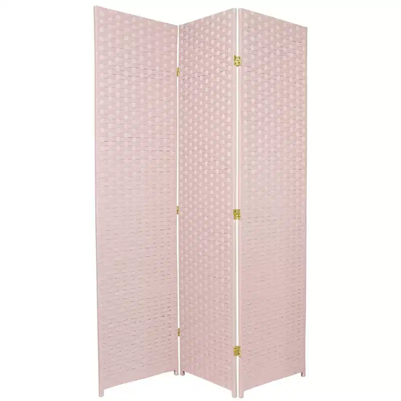 Oriental Furniture 6' Tall Woven Fiber Room Divider Special Edition 3 Panel