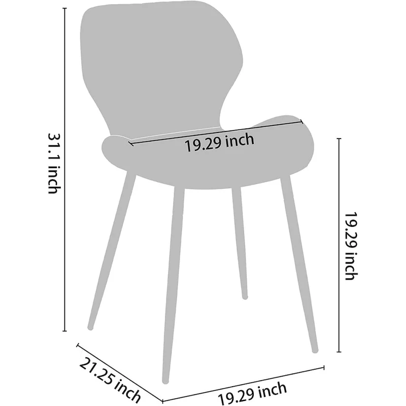 Modern Upholstered Dining Chairs with Metal Legs, Set of 2, Brown