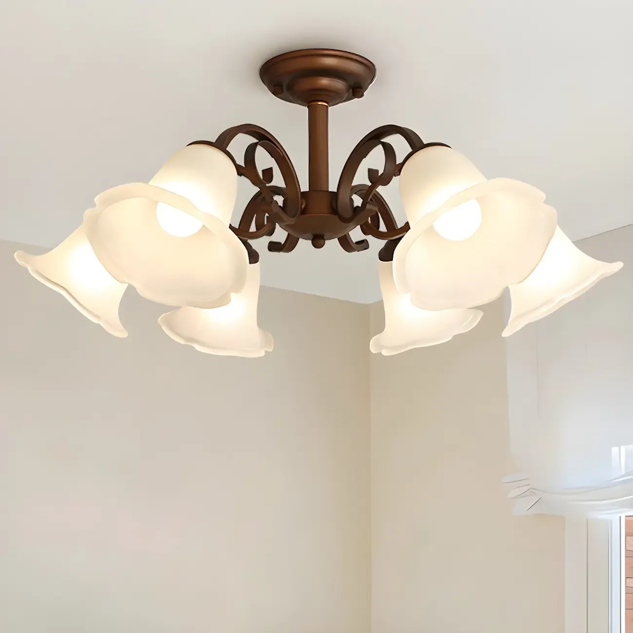 Elegant Bell Semi Flush LED Ceiling Light for Living Room