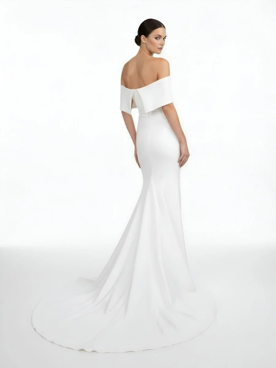 Elegant Trumpet Mermaid Off-The-Shoulder Elastic Satin Wedding Dresses