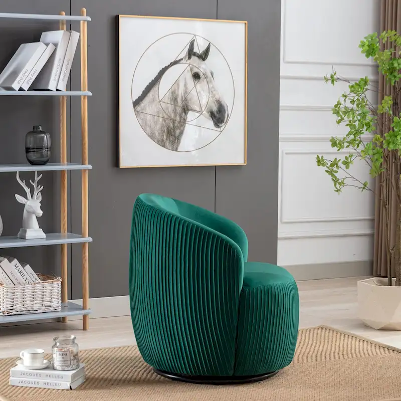 Ouyessir Accent Upholstered Round Velvet 360 Degree Swivel Sofa Chairs