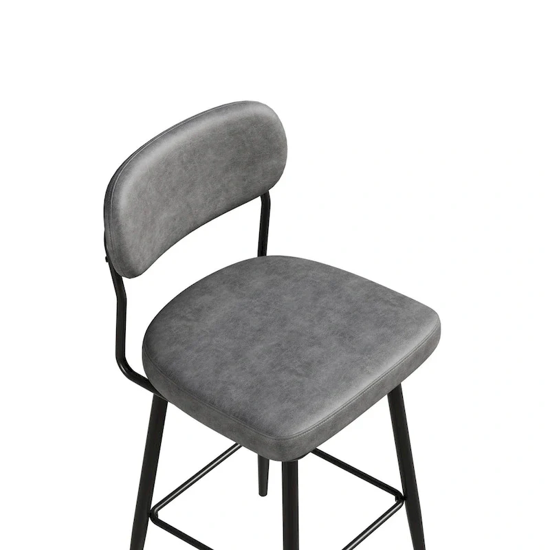 360 Swivel Leather Upholstered Counter Height Bar Stool with Iron Base