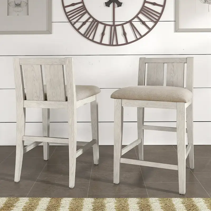 Two-Tone Fabric Counter Height Chair, Brown / Grey & White, Set of 2