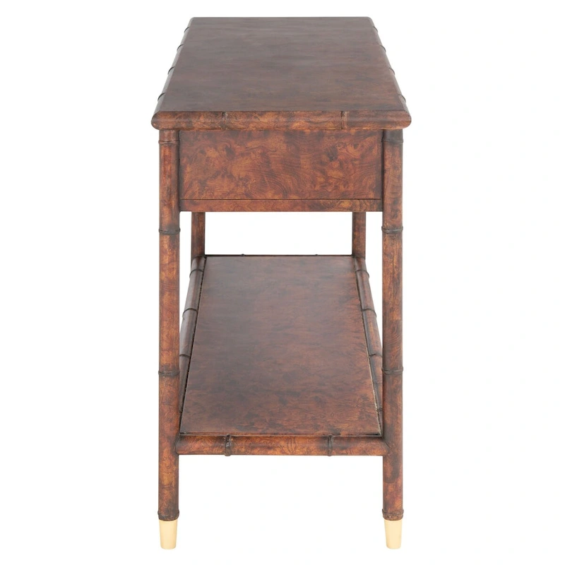 SAFAVIEH Franc Dark Brown/ Gold 2-Drawer 1-Shelf Console Table - 42 W x 15.8 L x 29 H - 42Wx16Dx29H