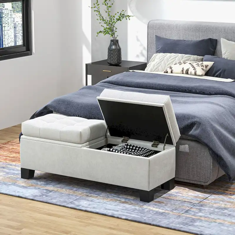 Upholstered End of Bed Bench with Steel Frame