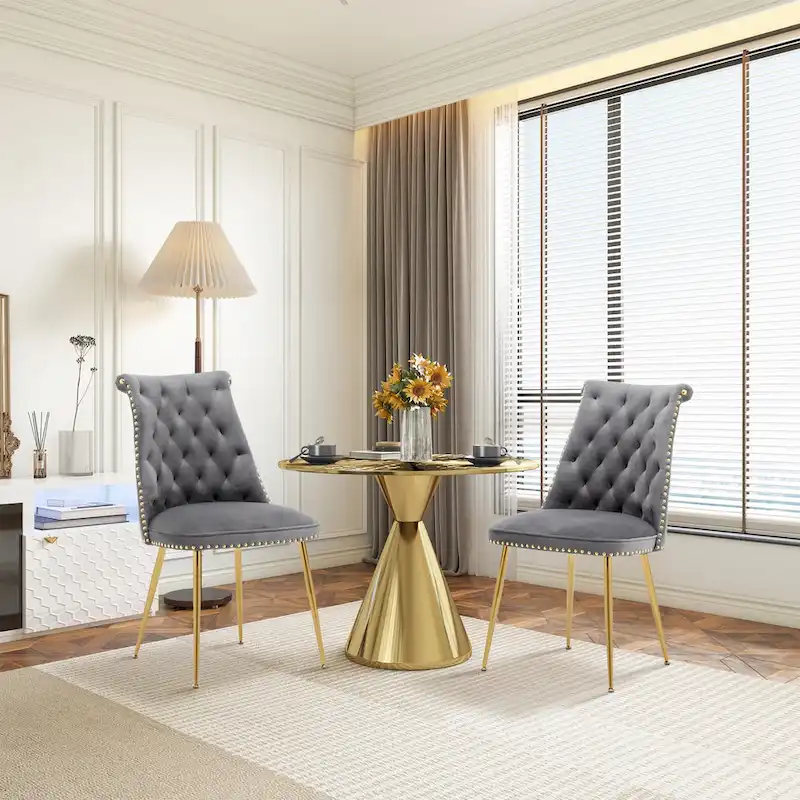 Clihome Modern Velvet Upholstered Featured Dining Chairs (Set of 2)