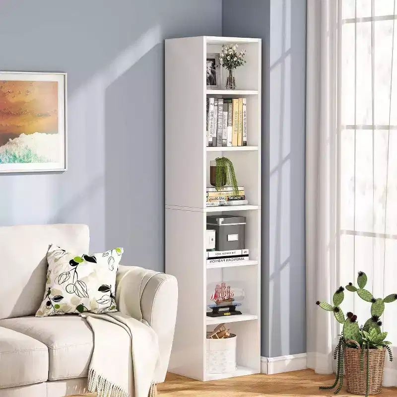 LITTLE TREE 70.9" 6 Tier Narrow Bookshelf White