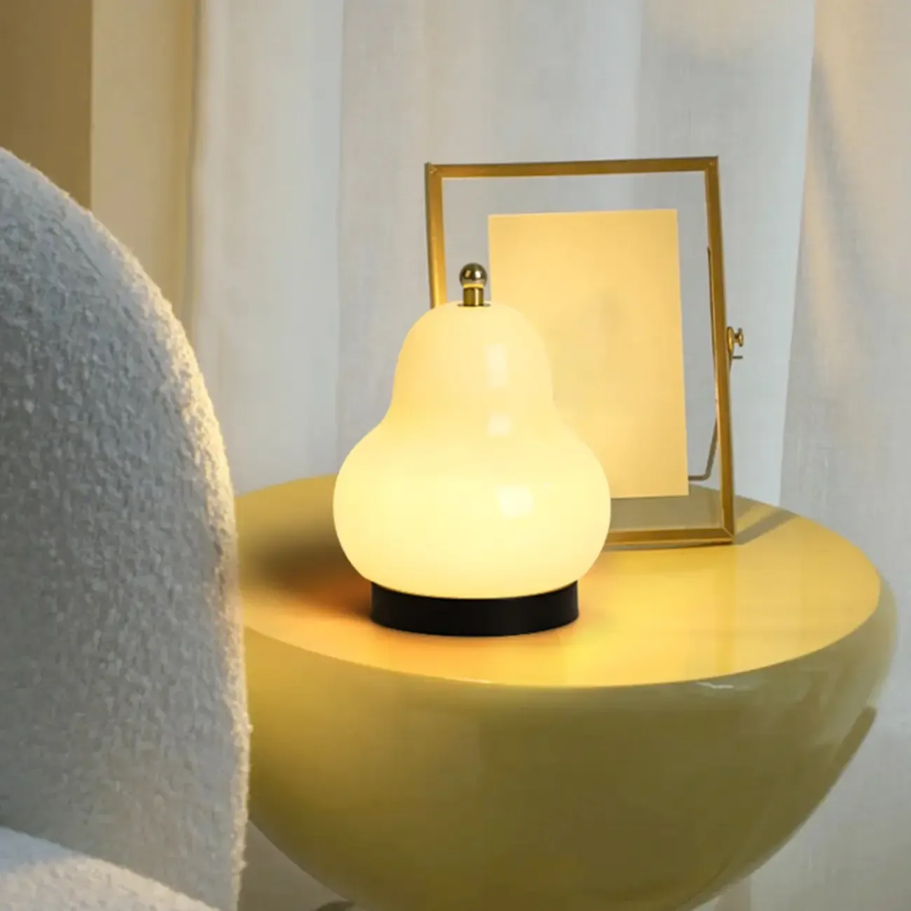 Cute Glass Pear Shape Bedside Lamp Direct Wired Electric