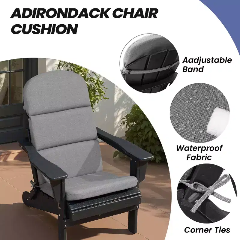 Crestlive Products Adirondack Chair Cushion High Back Patio Water Resistant Fade Resistant