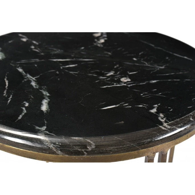 HomeRoots 23 Gold And Black Marble And Iron Round End Table - 23