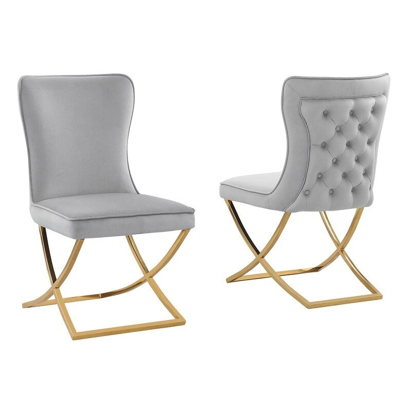 Best Master Furniture Leanne Velvet Upholstered Tufted Side Chairs - N/A