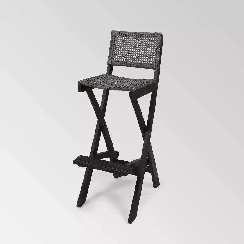 Polaris 4pk Acacia Wood Folding Barstools Dark Gray - Christopher Knight Home: Weather-Resistant Patio Seating