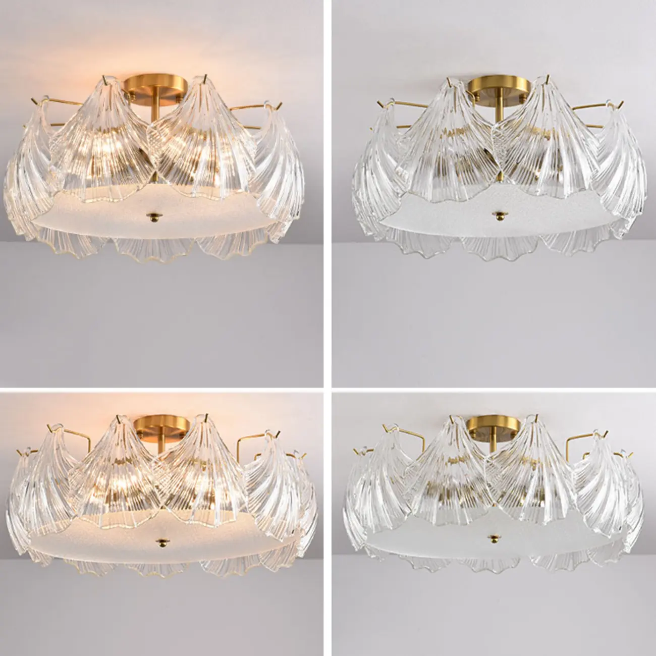 Luxury Living Room Ceiling Light with Glass Shell Shade