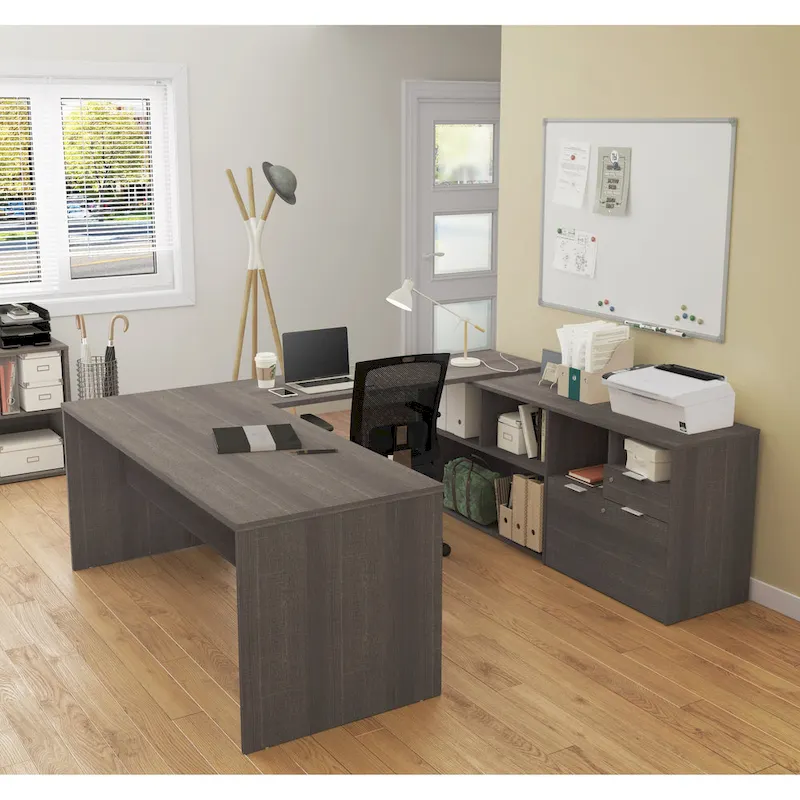 Bestar i3 Plus U-Desk with Two Drawers