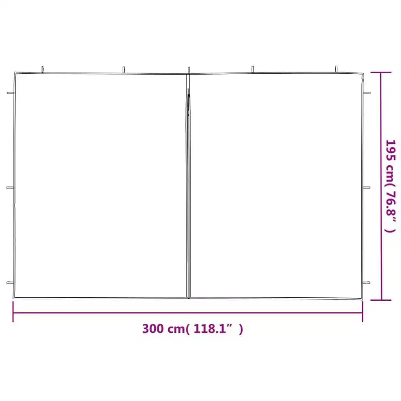 vidaXL Party Tent Sidewall 2 Pcs Patio Pavilion Canopy Sidewall with Zipper PE