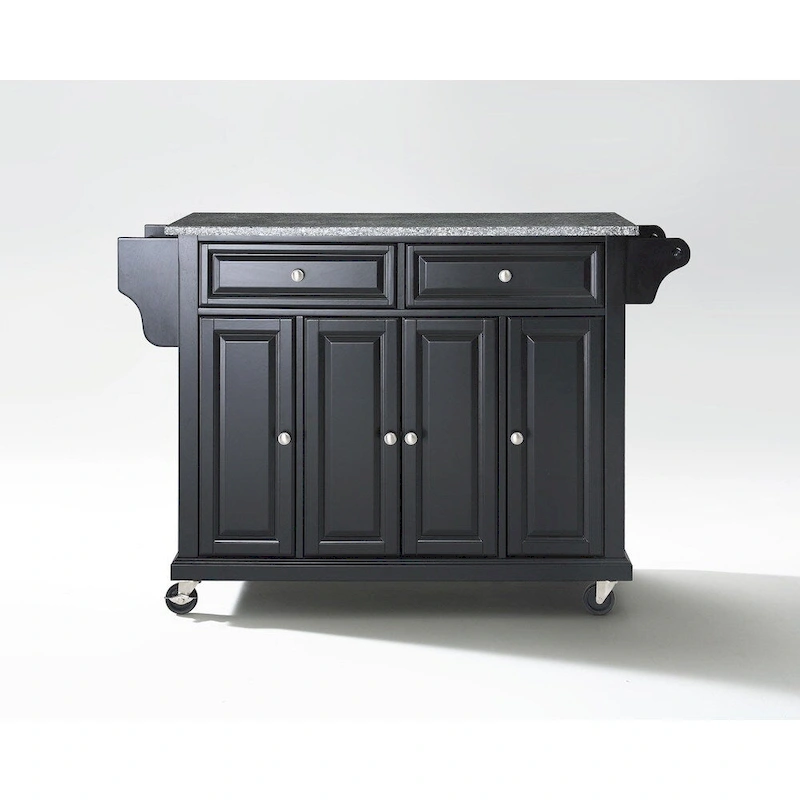 Crosley Black Solid Granite Top Kitchen Cart/Island - 18d x 51.5w x 36h