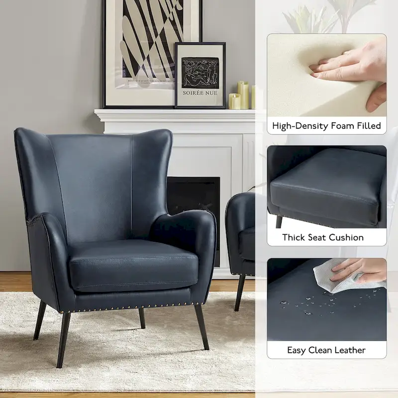 Invidiae Wooden Upholstered Armchair with Metal Legs