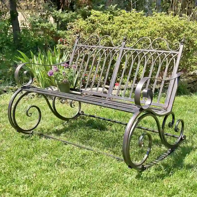 Iron Rocking Garden Bench Tatiana in Antique Bronze