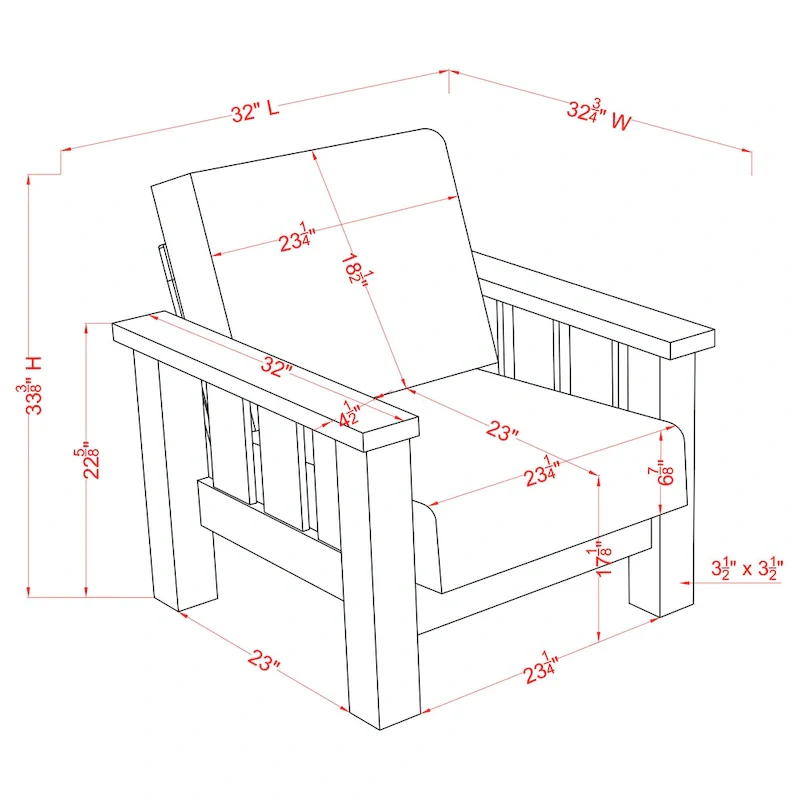 Rustic Oak Plaid Accent Chair - Single Seat
