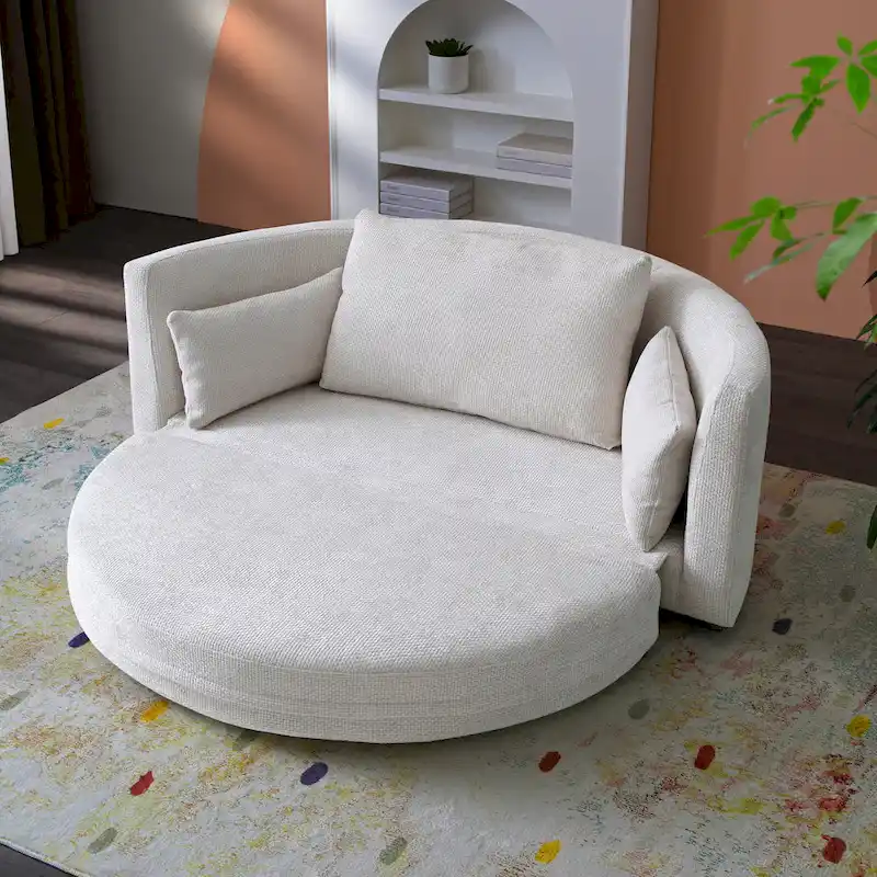Convertible Fold-Out Sofa Bed with Pillows