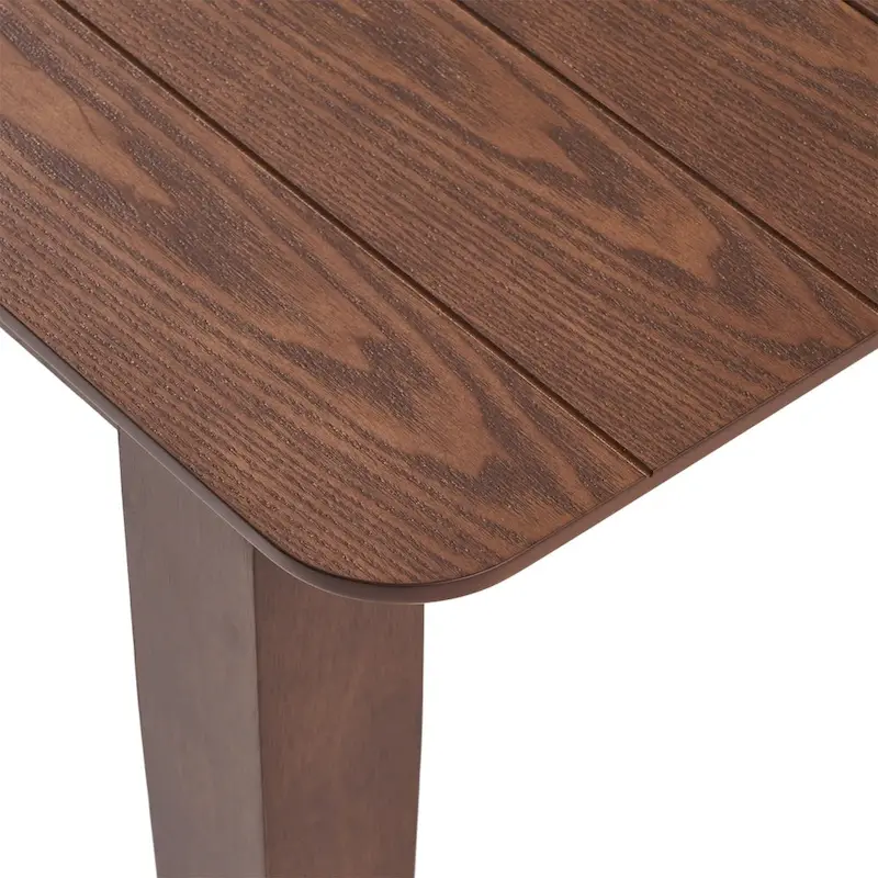 Walnut/Gray/Black Farmhouse Rubberwood Rectangular Dining Table, 8-Person