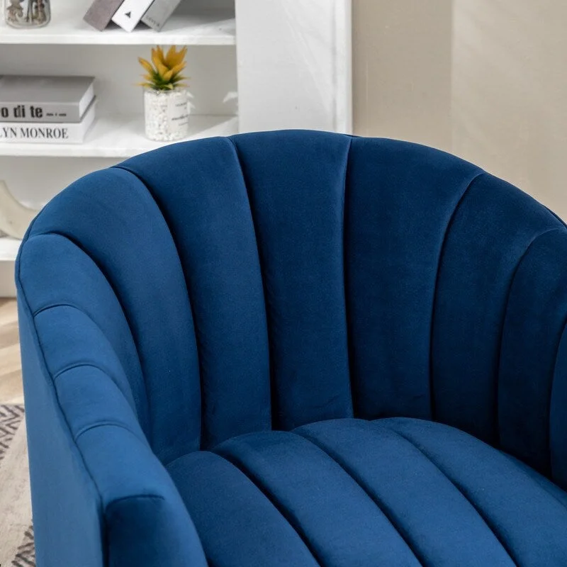 SEYNAR Modern Glam Velvet Upholstered Round 360 Degree Swivel Accent Barrel Chair Set of 2