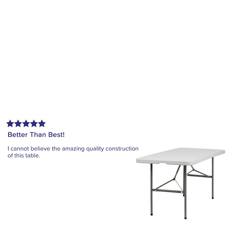 30W x 60L Bi-Fold Granite White Plastic Folding Table - Banquet Table