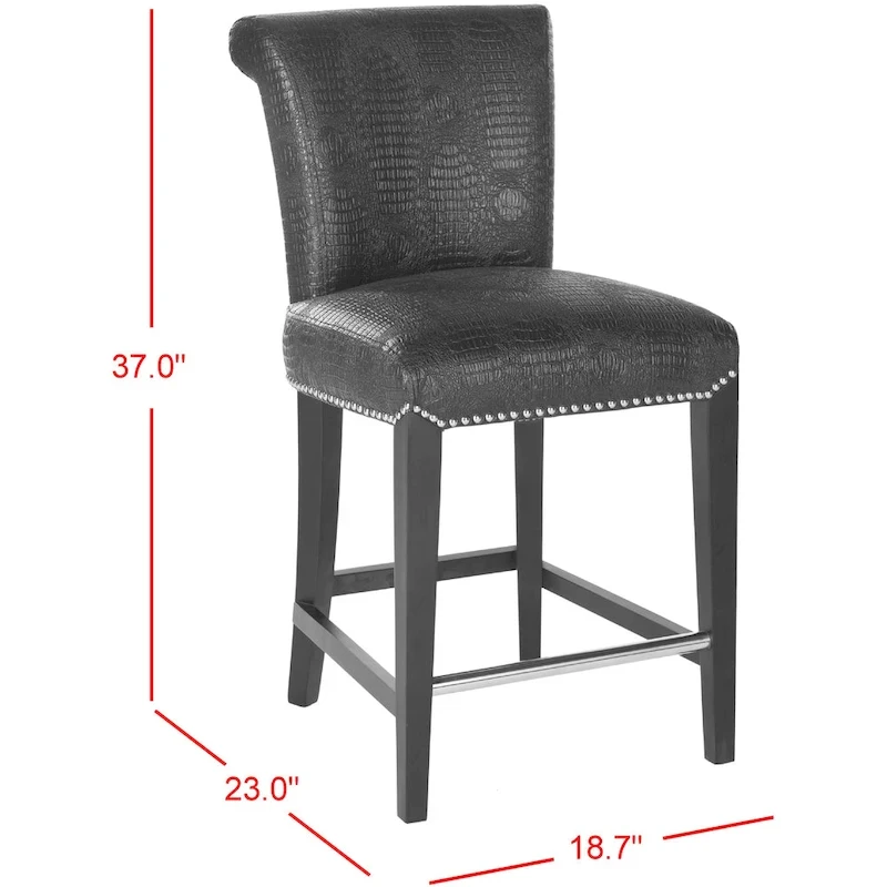 SAFAVIEH Jenelle Black Faux Leather 23-inch Counter Stool - 18.7 W x 23 D x 36.4 H - 19Wx23Dx36H