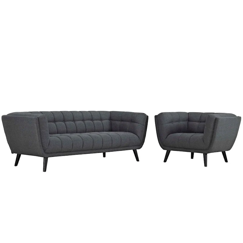 2-Piece Upholstered Fabric Sofa and Armchair Set