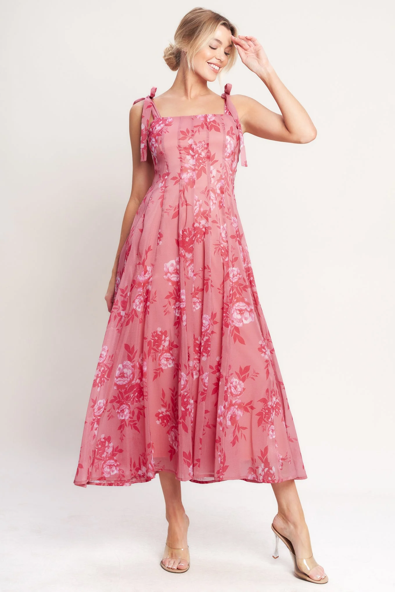 ROMANTIC CANOPY PINK MIDI DRESS