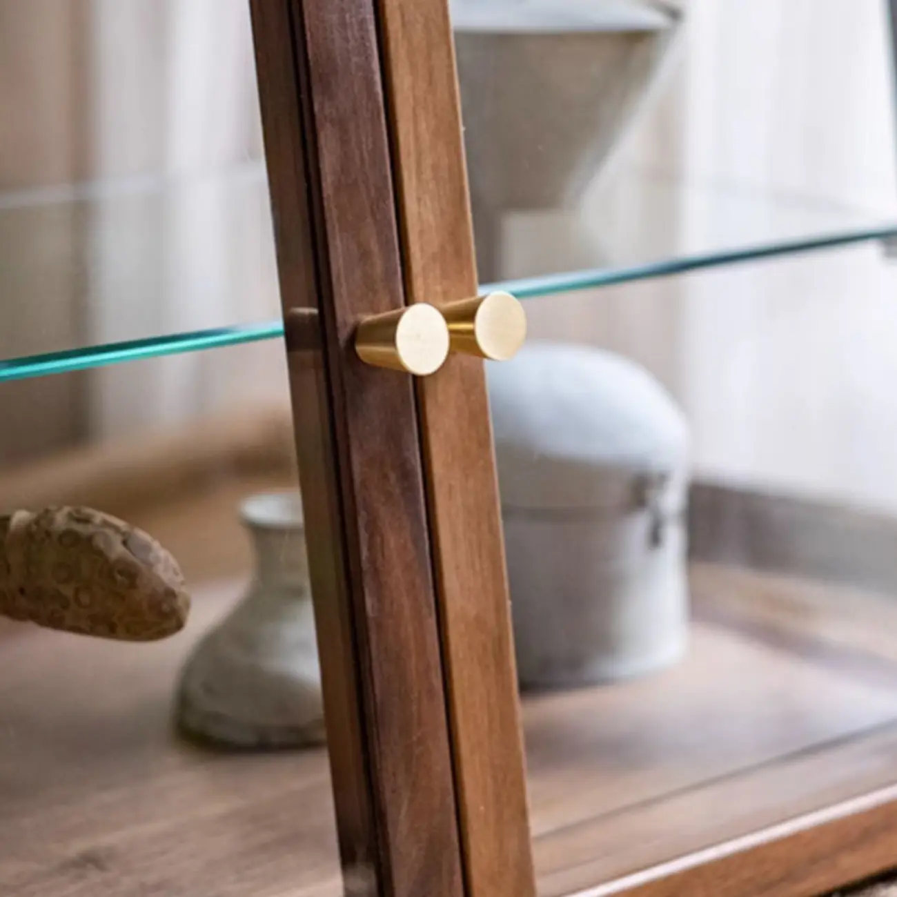 Small Wooden Glass Display Curio Cabinet Tableytop