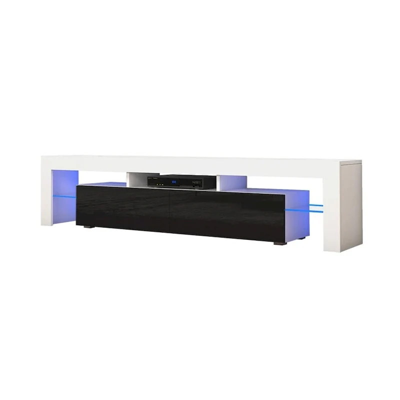 White 79-Inch TV Stand with LED Lights