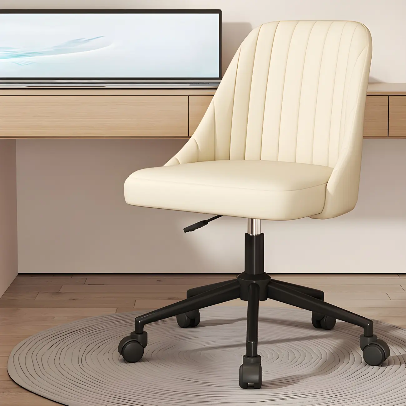 Modern Beige Adjustable Swivel Office Chair