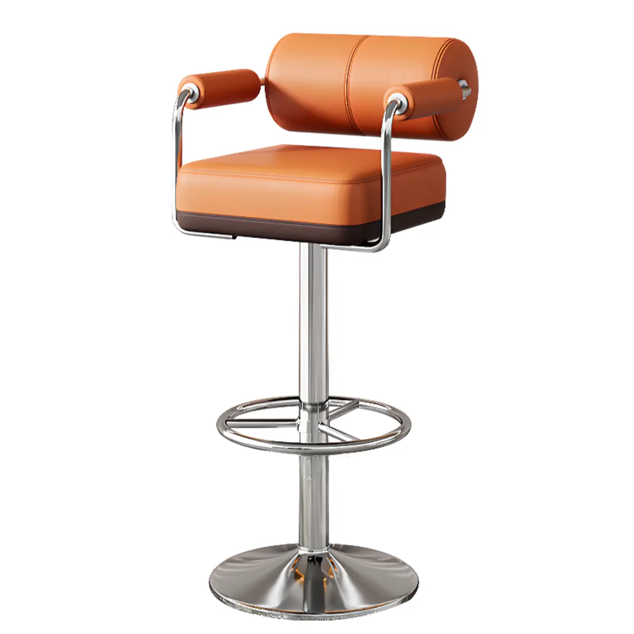 Square Adjustable Leather Gold Legs Swivel Bar Stools