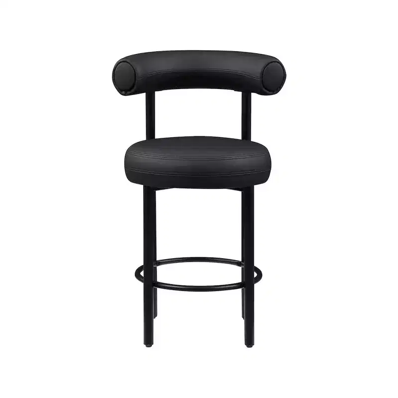 Meridian Furniture,Bordeaux Black Vegan Leather Counter Stool, Set of 2