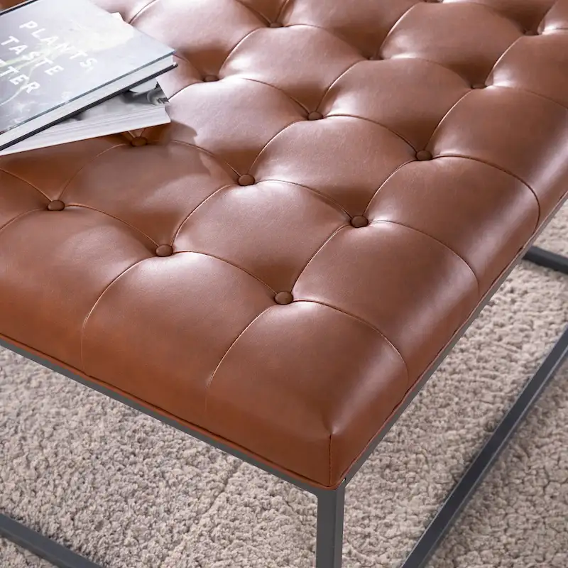 SEI Furniture Healy Faux Leather Tufted Ottoman