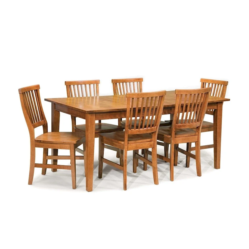 Arts & Crafts 7-piece Rectangular Dining Set with Extension Leaf by Homestyles