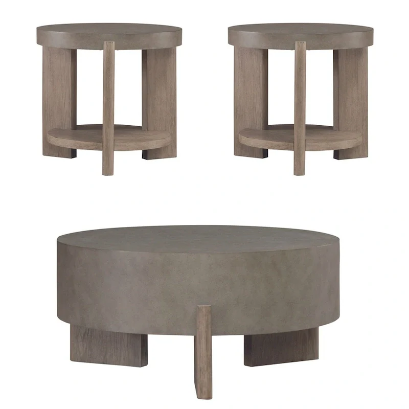 Affinity Dusty Taupe & Concrete 3 Piece Round Cocktail Table Set