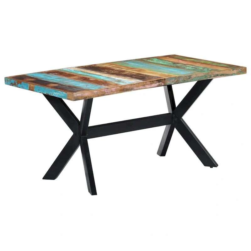 Dining Table 63x31.5x29.5 Solid Reclaimed Wood - Multicolour