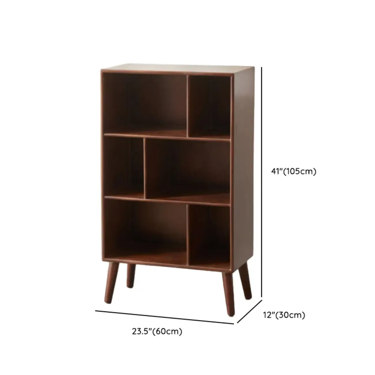 Modern Brown Wooden 4-Tier Vertical Bookcase