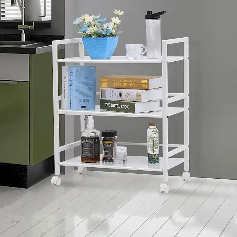 White 3-Tier Rolling Storage Cart with Wheels