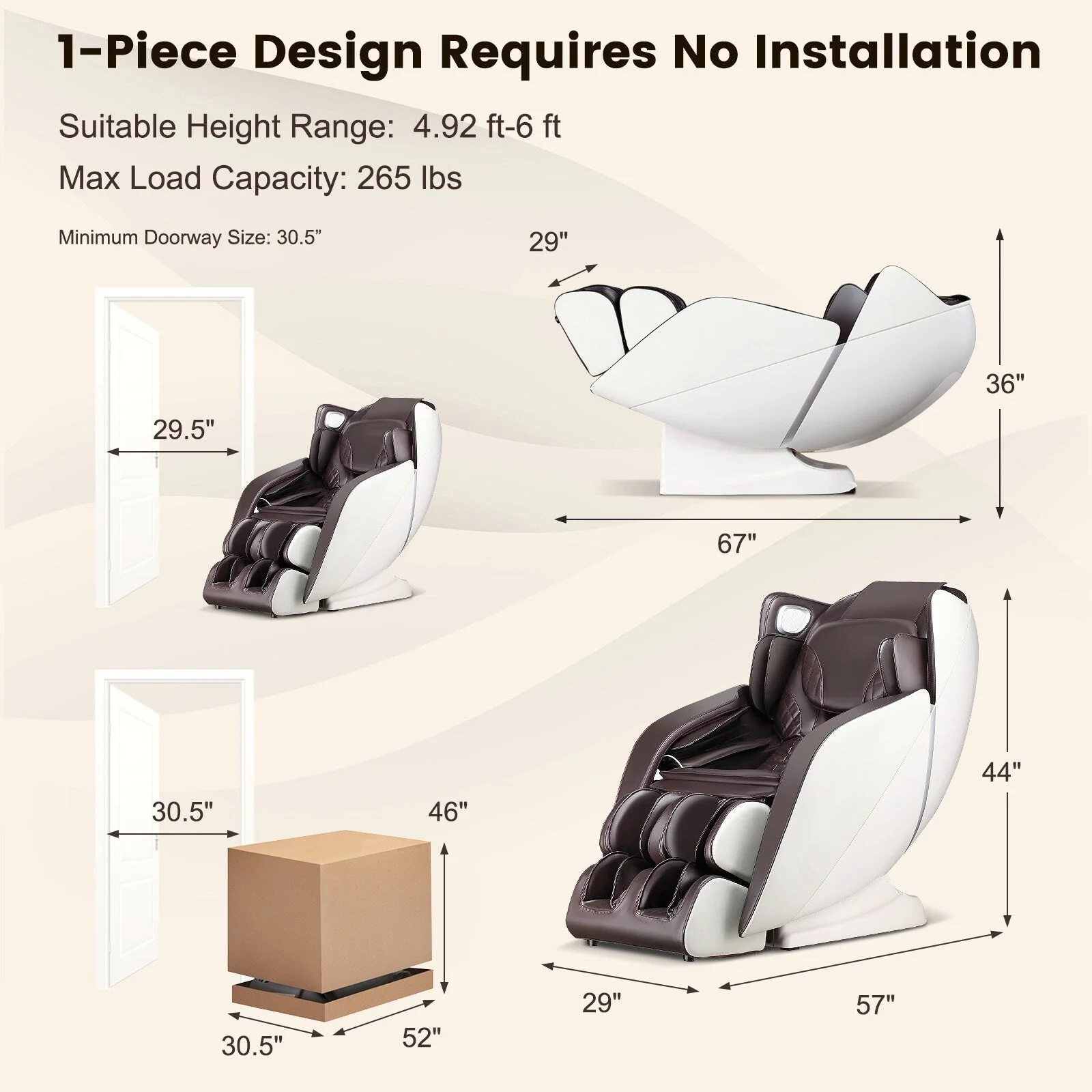 Costway Full Body Massage Chair with Voice Control Heat Foot Roller